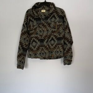 Simply Southern Brown and Gray Patterned Jacket Size LG